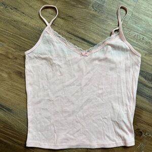 Pink Lace Trim Cami Top